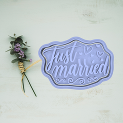 Just-Married.png STL file Just Married Cookie Cutter・3D printable design to download