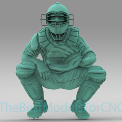 Baseball-Catcher.png 3D Model STL File for CNC Router Laser & 3D Printer Baseball Catcher