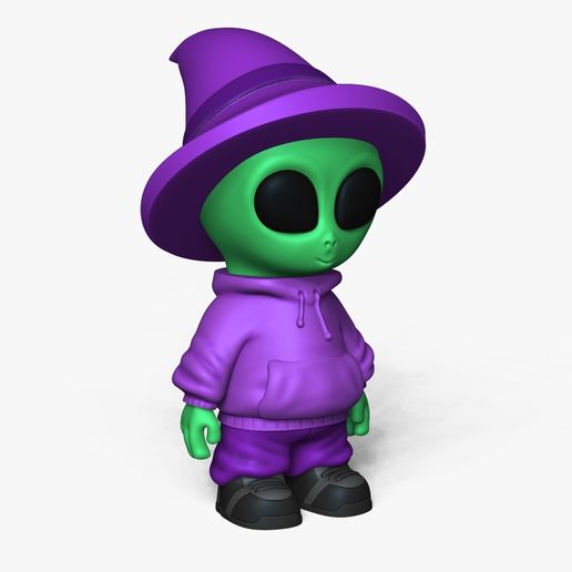 w1.jpg Lindo Alien Miniatura - Sombrero de Bruja - Chibi