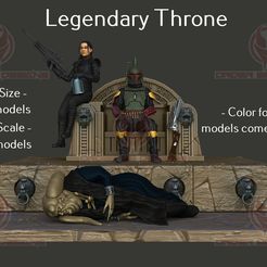 Colored-Render.jpg Файл 3D Легендарный трон охотника за головами - 7" дисплей и масштаб легиона・Модель 3D-принтера для скачивания, Order66Designs