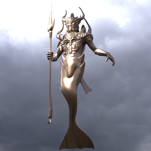 Low poly Merman statue 2