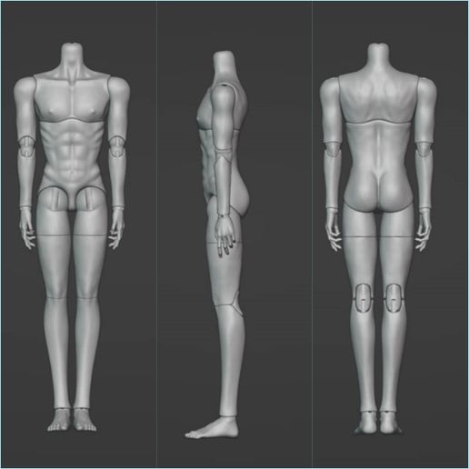70MM BJD   Doll male, bjd 3d model, bjd for 3d printing, - 3D model önizlemesi
