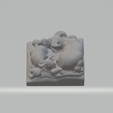 1.png Mother And Child Buffalo Cattle Ornament 3D print model