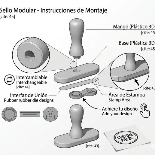 🖼️ Professional Modular Stamp - Frame Kit (Handle + Base)・ STL File for ...