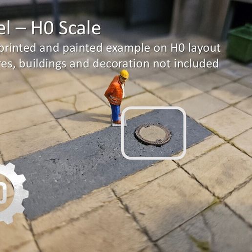 Folie1.jpg H0 Maßstab - Stadtentwässerung und Versorgungsabdeckungen Set 3D-Druck Modell
