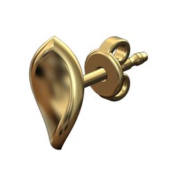 Bent-leaf-Stud-earring-00.jpg STL file Simple twisted leaf stud earring 3D print model・3D printable design to download