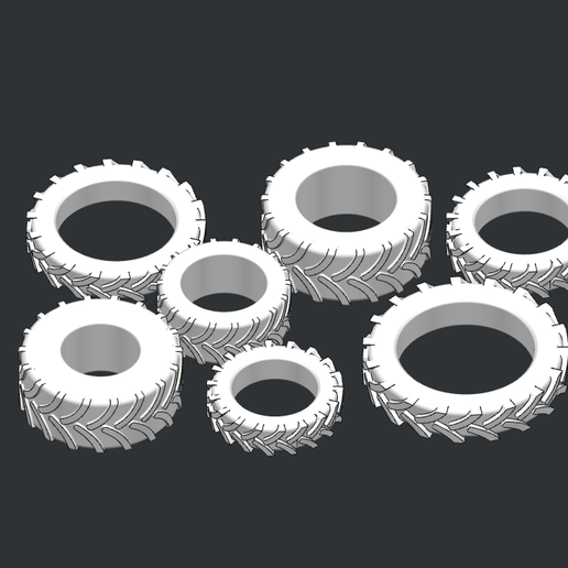 Tractor tires - curved tread pattern