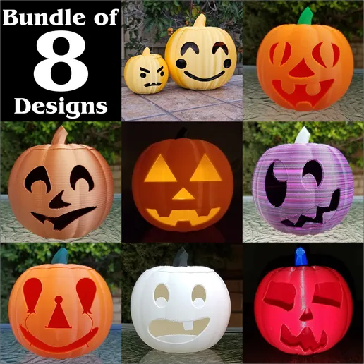 Collage of 8 Jack-O'-Lanterns