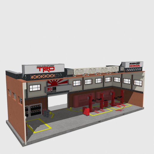 🚪 Ultimate Modular JDM Garage Diorama (1/64) - Porta funcional e