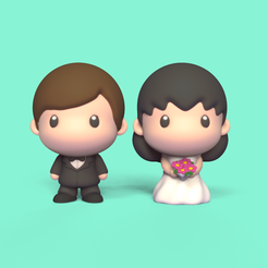 Cod146-CuteBrideGroomTopper0-1.jpg Fichier 3D Cute Bride and Groom Topper・Modèle à télécharger et à imprimer en 3D, Usagipan3DStudios