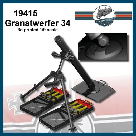 19415 GW34 German WWII mortar 1/9 scale.