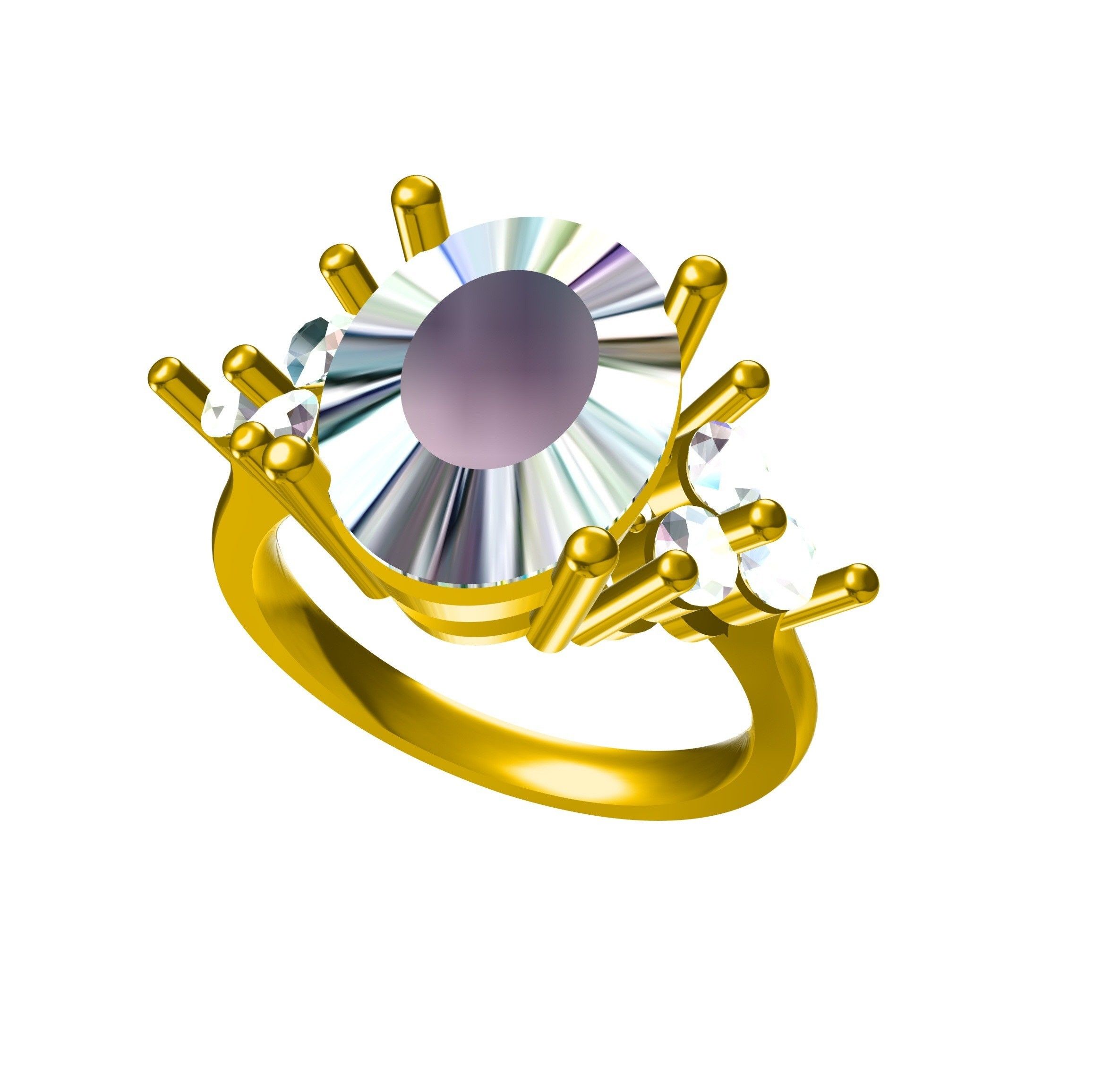 RG27231.jpg Download STL file Jewelry 3D CAD Model Of Solitaire With Accents Ring • 3D printer object, VR3D