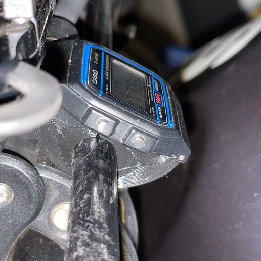 Casio F-91W motorcycle handlebar mount (diam 10mm) 3D model