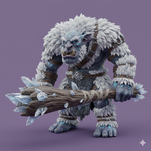 🧌 Single STL Arctic Frost Troll Miniature STL - Armored Beast with ...
