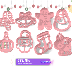 Christmas-set-2-cookie-cutter-8-STL-files.png Archivo STL Juego de 8 cortapastas STL de Navidad (num2)・Plan imprimible en 3D para descargar