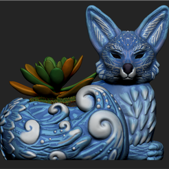 Imagen1.png STL file Night Forest Fern Fox Planter - STL for 3D Printing・3D print model to download