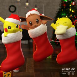 pikachu-natal-pack-logo.jpg STL file Pokemon christmas stocking pack・3D print model to download