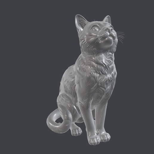 Sitting Cat Looking Up Sculpture