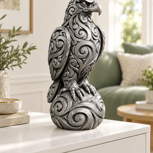Adler mit Rankenmuster – STL & 3MF, 4 Größen