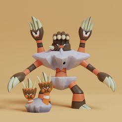 binacle-line-render.jpg STL-Datei Pokemon - Binakel und Barbarakel・3D-druckbare Vorlage zum herunterladen