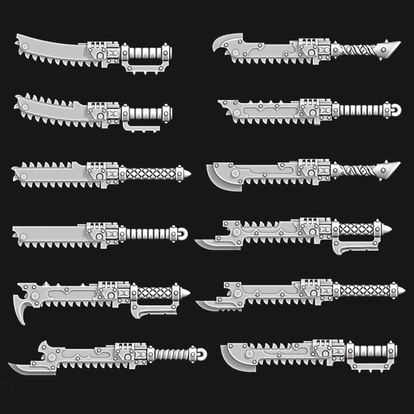 Chainswords.jpg Archivo 3D Cuchillos y espadas dentadas・Objeto de impresión 3D para descargar, Red-warden-miniatures