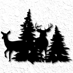 project_20221226_1614474-01.png Deer in forest Wall art mountain scene wall decor