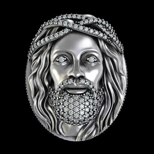 ️ Christian Jesus Face Ring・ STL File for 3D printing・Cults
