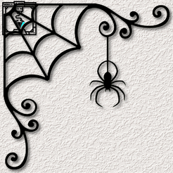project_20230829_1051280-01.png STL file Spider Web with spider wall art spiderweb wall decor 2d art・3D printable model to download