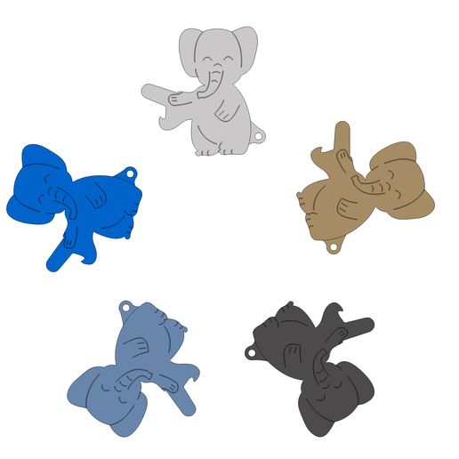 Cute Elephant Bottle Opener Keychain 3D model