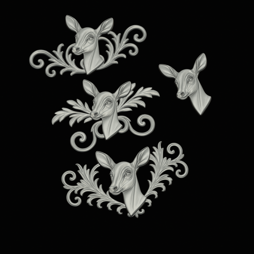 🗿 relief set doe animal symbol model・ 3D File for 3D printing・Cults