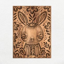 Floral-bunny-1.jpg ART MURAL BUNNY FLORAL HOME DECOR no.1