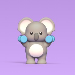 Cod931-Koala-Working-Out-1.png Fichier 3D Koala fait de la musculation・Objet imprimable en 3D à télécharger, Usagipan3DStudios