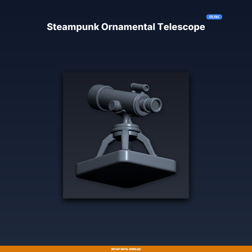 Steampunk Ornamental Telescope - 3D Printable STL File