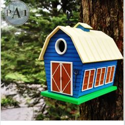 004.jpg 3D file The Barn! - Cute rustic birdhouse・Template to download and 3D print