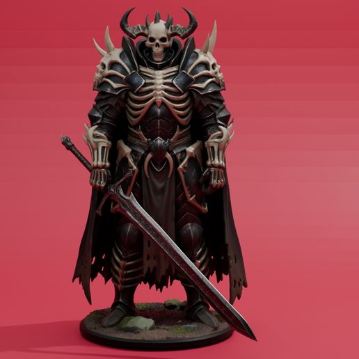 Grimdark Skull Knight - Dark Fantasy Miniature STL