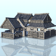 42.png Large medieval house with multi-floored thatched roof (8) - Warhammer Age of Sigmar Alkemy Lord of the Rings War of the Rose Warcrow Saga