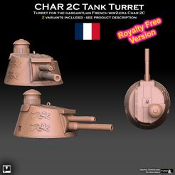 char2c-insta-promo-royfree.jpg STL file Char 2C Tank Turret royalty free version・Model to download and 3D print