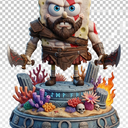 SpongeBob - God of War Inspired STL - 3D Printable Sculpture