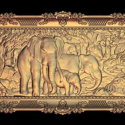 5026.jpg Free STL file elephant family cnc router art・3D print object to download