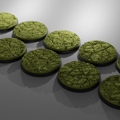 ovw.png STL file 10x 50mm base with dry ground v2 (+toppers)・3D printing design to download
