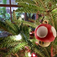 Super_Mario_Mushroom_Ornament_Bright.JPG Super Mario Mushroom 1up Tree Ornament with Hoop