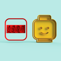lego-tipography-and-face-cookie-cutter-stl-file.png Archivo STL lego typography and face cookie cutter stamp x2 pack・Modelo para descargar y imprimir en 3D