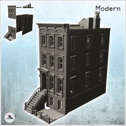 1-PREM.jpg STL file Modern brick building with staircase and door to the roof (18) - Downtown Modern WW2 WW1 World War Diaroma Wargaming RPG・Template to download and 3D print