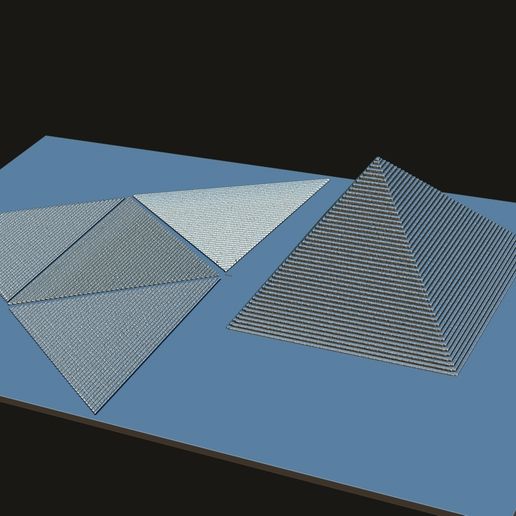 🇪🇬 Egyptian Pyramid Flat 4-Part 3D Printable Model for CNC Carving and ...
