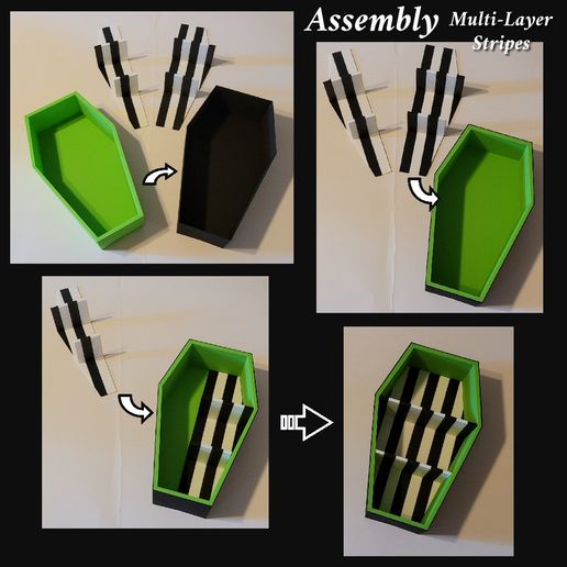 Beetlejuice-Coffin-Ass1.jpg Beetlejuice Standing Coffin Shelf STL and Multicolor 3MF