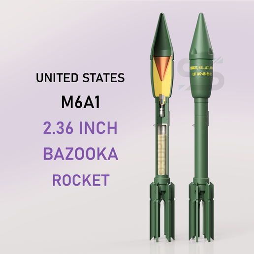 United States WW2 Bazooka M6A1 HEAT Rocket
