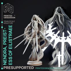 nendra-1.jpg 3D file Nendra Priestess of Eilistraee - D&D Drow Elf - PRESUPPORTED - 32mm scale・3D printable model to download