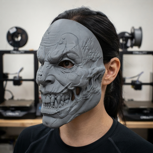 Evil Zombie Clown Halloween Horror Mask 3D Print Model ZBrush Clay Sculpt Sculpted Cosplay Monster Creepy Scary Face Mask STL