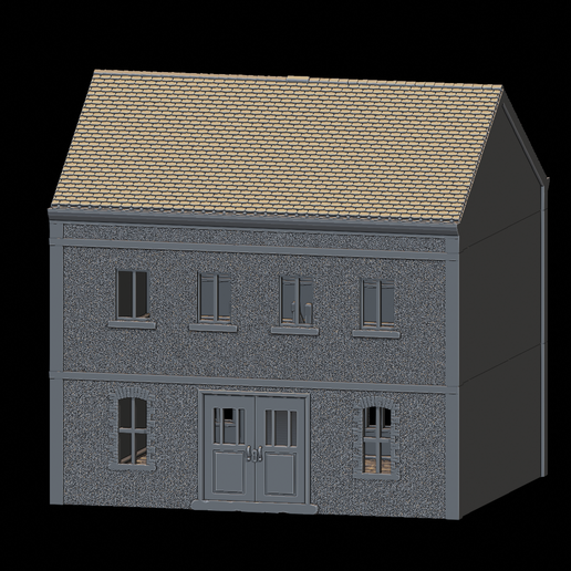 House-3-no-damage.png WWII Tabletop Terrain Set 28mm scale (3D Printable Files) - Based on real buildings from Carentan, France