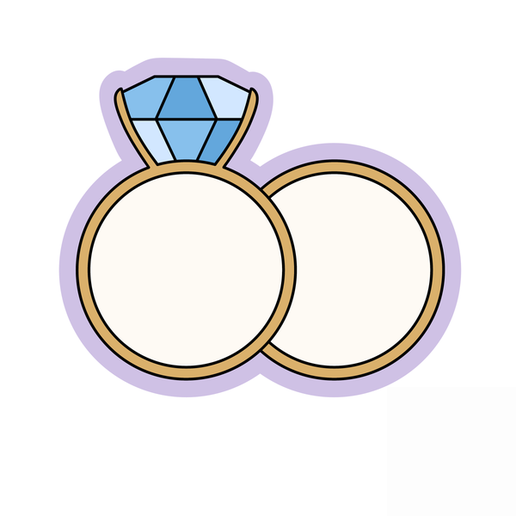 Diamond Engagement Ring Cookie Cutter STL – Floral Ring Plaque 3D Print File – 2 Inch